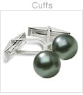 Sleeve Cuff Links - Black Green Tahitian Cultured Pearl - 14K Gold
