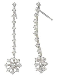 18K White Snow Flower Drop Diamond Earrings (.62 ct. tw.)