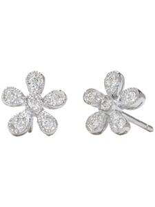 18K White Flower Tip Earrings with (.24 ct. tw.)
