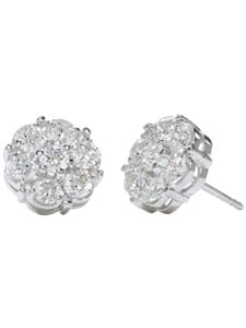 18K White Large Diamond Clusters Studs (1.80 ct. tw.)