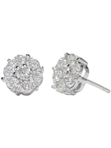 18K White Medium Diamond Clusters Studs (1.08 ct. tw.)