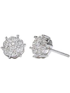 18K White Small Diamond Clusters Studs (.55 ct. tw.)