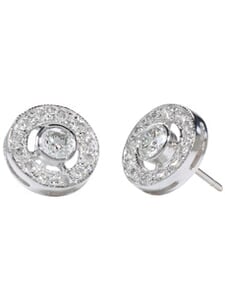 18K White Circle Pavee Diamond Studs (1.18 ct. tw.)