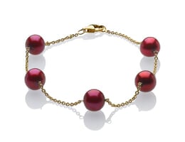 Cranberry Pearl Tin Cup Bracelet