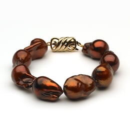 13 x 14mm Freshwater Pearl Bracelet Mocha Baroque
