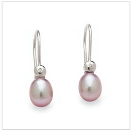 Fresh Pinky a Freshwater Pink Drop Pearl and Diamond Earring
