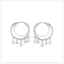 Gypsy a Freshwater Cultured Pearl and Diamond Hoop Earring