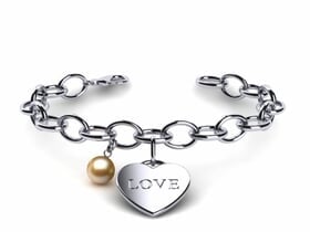Golden Pearl Heart Love Bracelet
