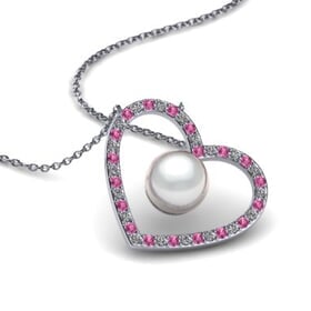 Pearl Heart Two Gemstone Pendant