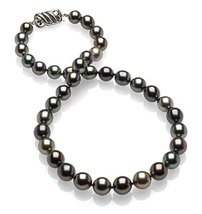 8.2 x 9.9mm Multicolor Tahitian Drop Pearl Necklace