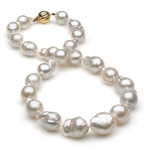 11x18.8mm White South Sea Semi Baroque Pearl Necklace