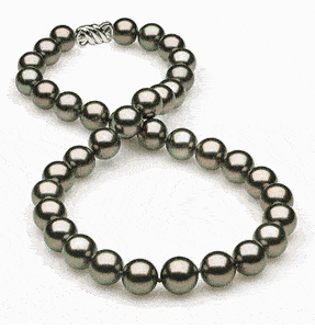 8.4 x 11mm Grey Blue Tahitian Pearl Necklace