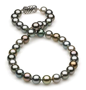 9.26x9.97mm Multicolor Tahitian Pearl Necklace