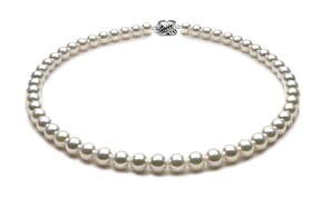 TRUE AAA Quality 7.5 x 8mm Natural White Akoya Cultured Pearl Necklace