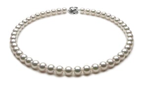 TRUE AAA Quality 8 x 8.5mm Natural White Akoya Cultured Pearl Necklace