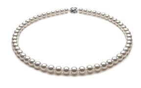 TRUE AAA Quality 7 x 7.5mm Natural White Akoya Cultured Pearl Necklace