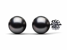 8mm Dark Black Tahitian Pearl Earring Pair