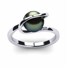 Tahitian Pearl Diamond Halo Ring