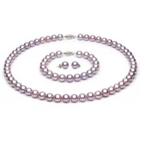 Complete set of AAA Quality 6.5-7.0 mm Lavender Freshwater Pearls
