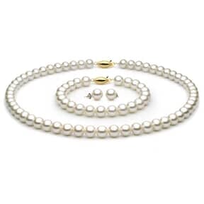 Complete set of AA Quality 7x7.5mm Japanese Akoya Pearls