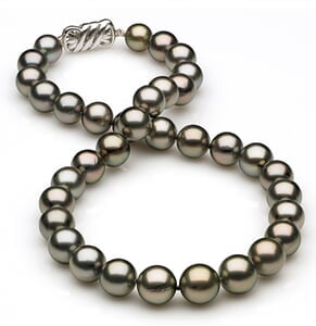 10 x 11.6mm Medium Grey Green Tahitian Pearl Necklace