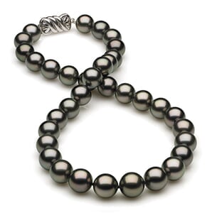 10 x 11.9mm Black Green Tahitian Pearl Necklace