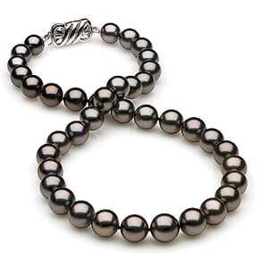 8.2 x 10.3mm Egglplant Rose Tahitian Pearl Necklace