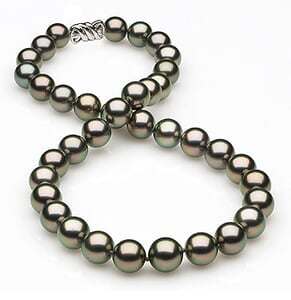 8.4 x 10.5mm Peacock Tahitian Pearl Necklace