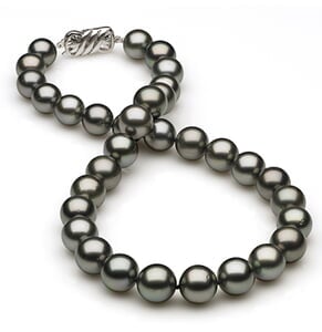 10 x 11.9mm Medium Grey Green Tahitian Pearl Necklace
