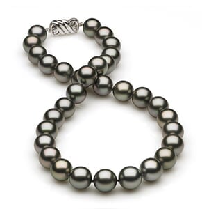 10.36 x 11.9mm Dark Grey Silver Tahitian Pearl Necklace
