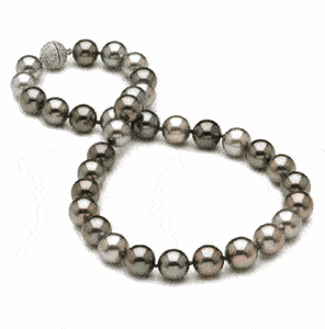 10.4 x 11.3mm Multicolor Tahitian Pearl Necklace - 16 inch