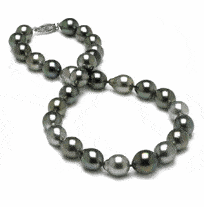 10.2 x 12.3mm Peacock Drop Tahitian Pearl Necklace - 16 inch