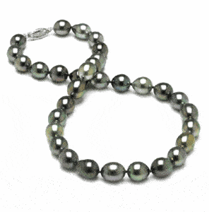 9.1 x 9.9mm Multicolor Tahitian Drop Pearl Necklace - 16 inch