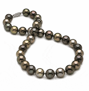 10.5 x 11.7mm Multicolor Tahitian Pearl Necklace - 16 inch