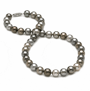 9.5 x 10.5mm Multicolor Tahitian Pearl Necklace - 16 inch
