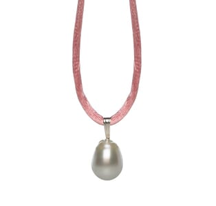 Pearl Silk Cord Necklace with White South Sea Pearl