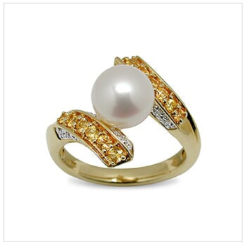Golden Muse a Japanese Akoya Cultured Pearl Ring