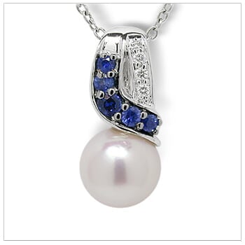 Blue Fin a Japanese Akoya Cultured Pearl Pendant