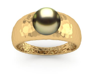 Tahitian Pearl Tres Jolie Hammered Style Ring