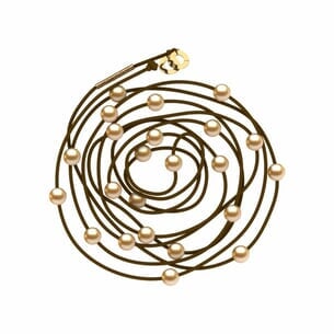 Pearl Leather Multicolor Lariat Golden