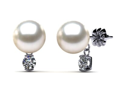 South Sea Pearl & Diamond Dangle Earring .26 carats t.d.w.
