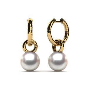 South Sea Pearl Double Hoop Hammered Style