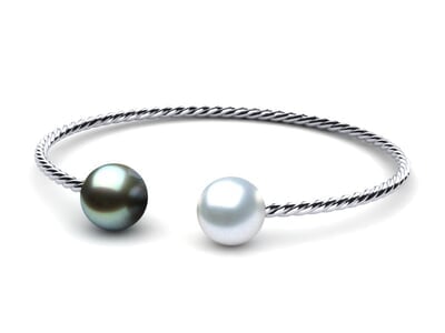 South Sea Pearl Twisted Bangle Bracelet