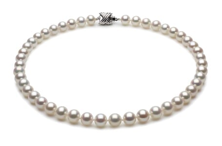 8 x 9mm White High Grade Freshwater Pearl Necklace