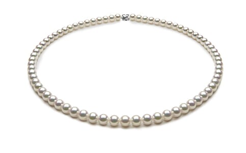 TRUE AAA Quality 5.5 x 6mm Natural White Akoya Cultured Pearl Necklace