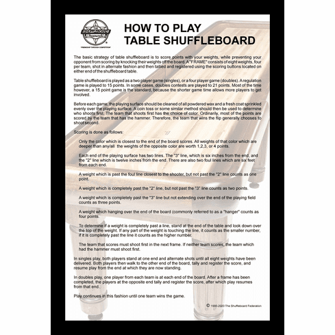 How To Play Table Shuffleboard 12" x 18" Framed Print