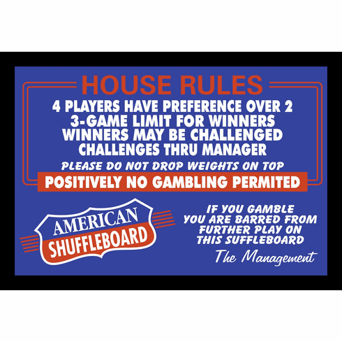 American Shuffleboard House Rules 12" x 18" Framed Print