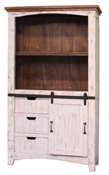 Puebla Rustic White Wash Bookcase W/ Barn Door Puebla Rustic White Wash Bookcase W/ Barn Door