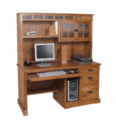 Arizona Rustic Oak and Slate Computer Desk w/ Hutch Arizona Rustic Oak and Slate Computer Desk w/ Hutch