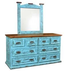 turquoise dresser corona antique furniture mirror painted